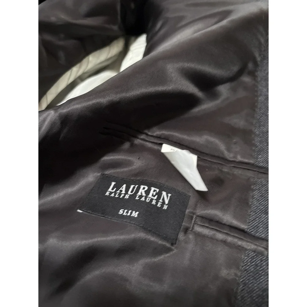 Lauren Ralph Lauren‎ Slim Mens Black Wool Blazer Jacket Size 43R Herringbone